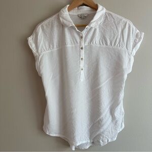 Lucky Brand Short Sleeve Henley Top, White, Women’s Size M